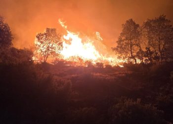 HERVÁS (CÁCERES), 18/08/2025.- Incendio en Jarrilla, en la zona de Hervás (Cáceres). La Junta de Extremadura recuerda, a través del 112, que la localidad de Hervás, con unos 4.000 habitantes y que suele duplicar su población en estas fechas, continúa confinada. Los incendios forestales siguen devorando el campo y el monte del noroeste peninsular y el fuego amenaza ya el parque natural de los Picos de Europa, mientras que las llamas siguen sumando hectáreas quemadas en Galicia y Extremadura. EFE/ Ministerio Defensa SOLO USO EDITORIAL/SOLO DISPONIBLE PARA ILUSTRAR LA NOTICIA QUE ACOMPAÑA (CRÉDITO OBLIGATORIO)