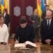 Zelenski visita el Congreso de España y recibe un león de bronce de Armengol