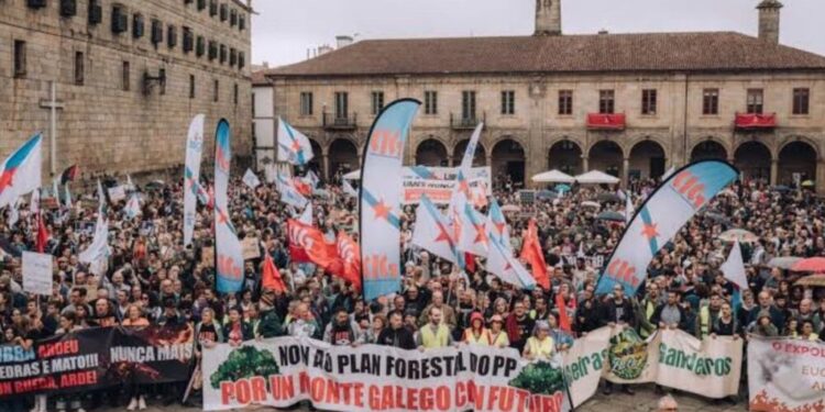 Masiva protesta en Santiago por el futuro ecológico de Galicia
