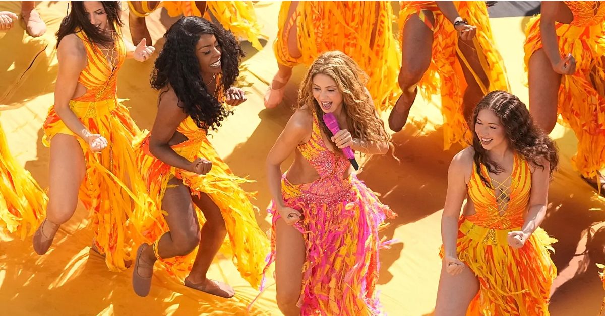 Shakira actuando en la final del Mundial 2026 en el MetLife Stadium