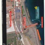 Esquema de la ruta de entrada por el espigón de El Tarajal
