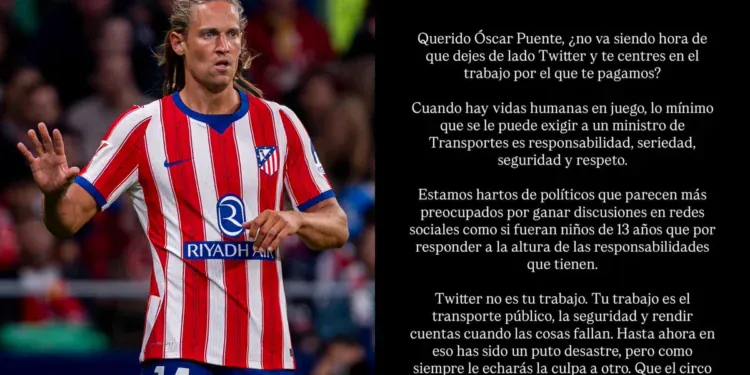 Marcos Llorente estalla contra Óscar Puente tras la tragedia ferroviaria: «Twitter no es tu trabajo, hasta ahora has sido un puto desastre»