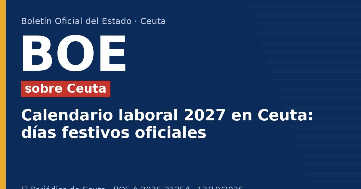 Calendario laboral 2027 en Ceuta: días festivos oficiales