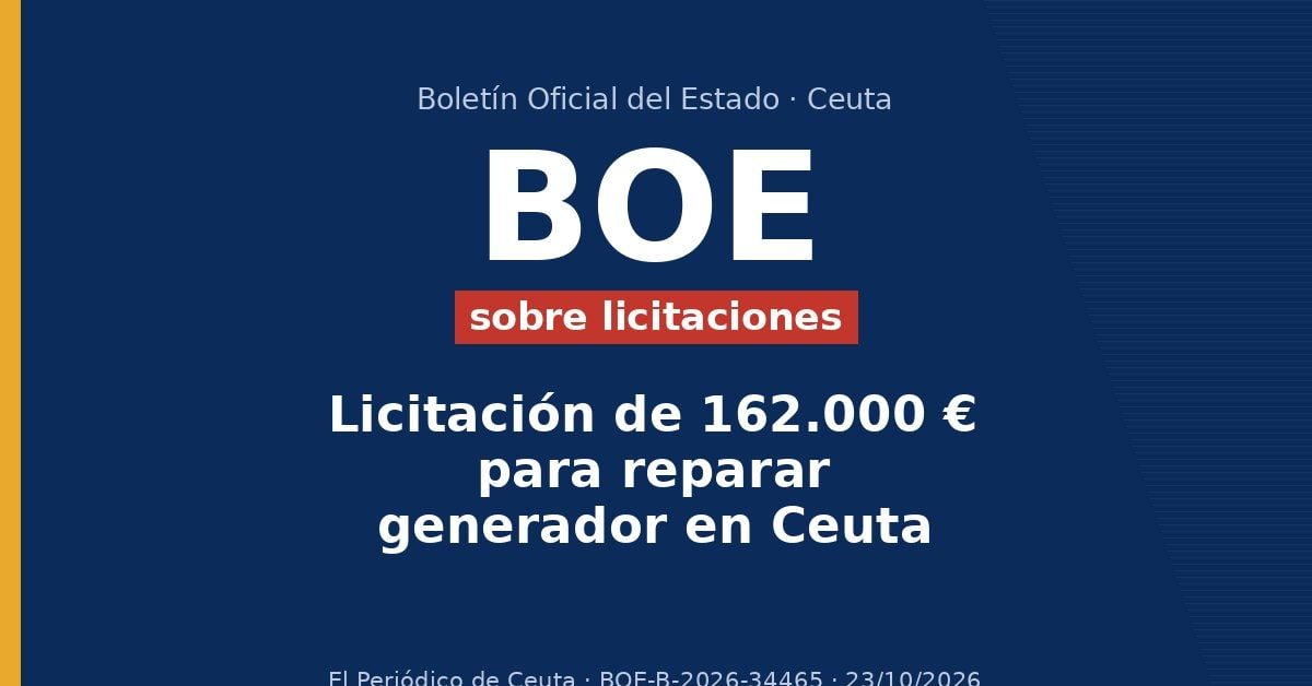 Licitación de 162.000 € para reparar generador en Ceuta