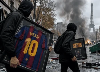 Roban de un comercio de París una camiseta del Barça y un brazalete de capitán firmados por Leo Messi durante los disturbios Roban de un comercio de París una camiseta del Barça y un brazalete de capitán firmados por Leo Messi durante los disturbios