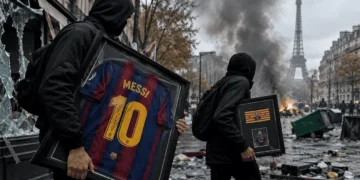 Roban de un comercio de París una camiseta del Barça y un brazalete de capitán firmados por Leo Messi durante los disturbios Roban de un comercio de París una camiseta del Barça y un brazalete de capitán firmados por Leo Messi durante los disturbios
