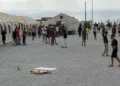 Las intensas lluvias inundan el asentamiento de inmigrantes en el Puerto de Ceuta